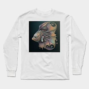 A Fractal Design Featuring A Pastel Fish Long Sleeve T-Shirt